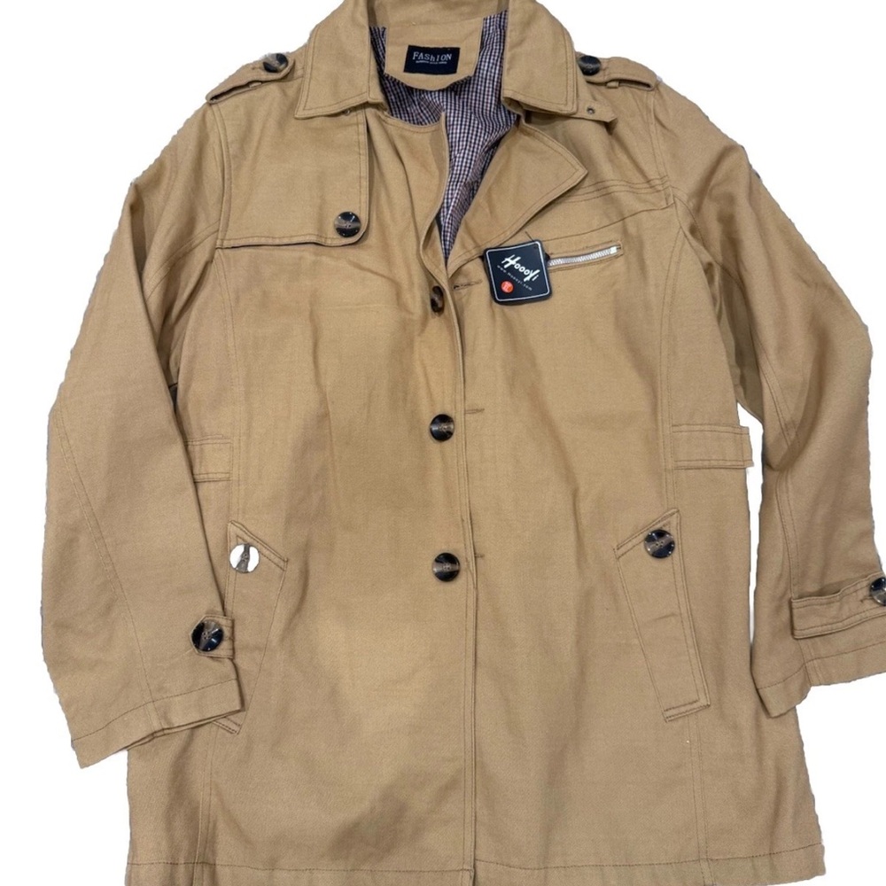 Lightweight Tan Shirt Jacket with Button Front